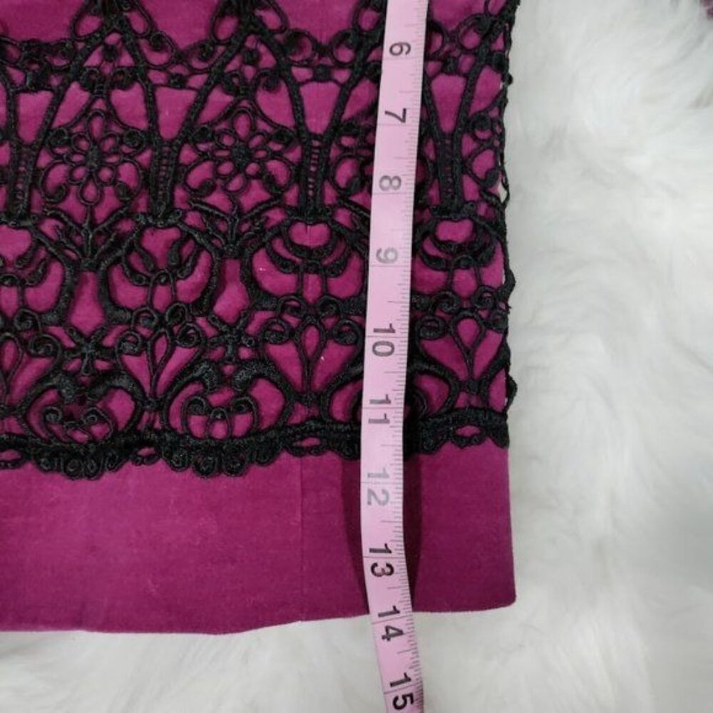 Maggy London Womens Fuchsia Blazer Jacket With Black Lace Trim Size 12 - Picture 10 of 14